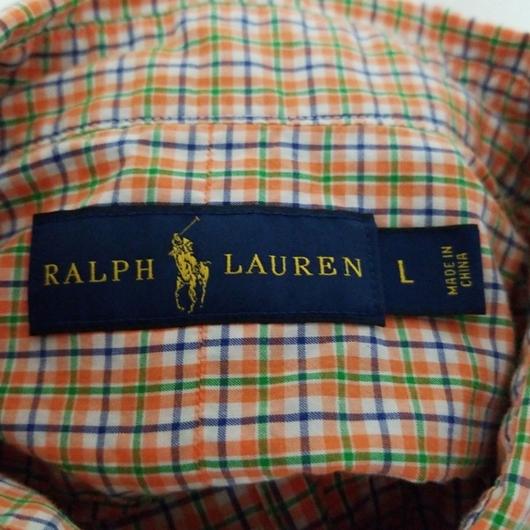 Polo Ralph Lauren Men's Orange Plaid L/S Casual L - Picture 7 of 7